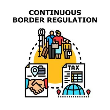 Continuous border regulation controlling global immigration and travel Stock Illustration