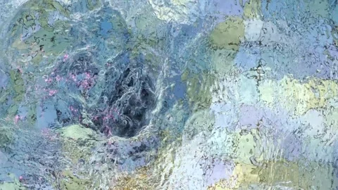 Continuous Bubbling Water Creating Abstract Pool Surface Texture Stock Footage 337697601