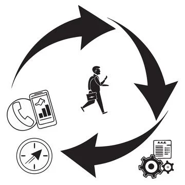 Continuous business workflow cycle flat design vector illustration Stock Illustration