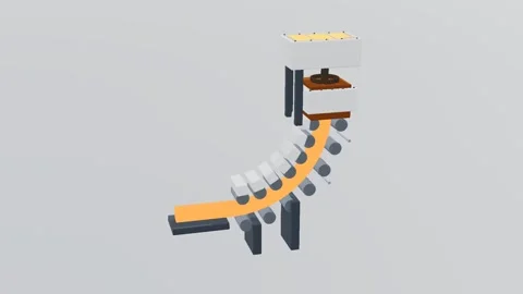 Continuous caster foundry 3d loop white background 3D animation seamless loop Stock Footage 341849341