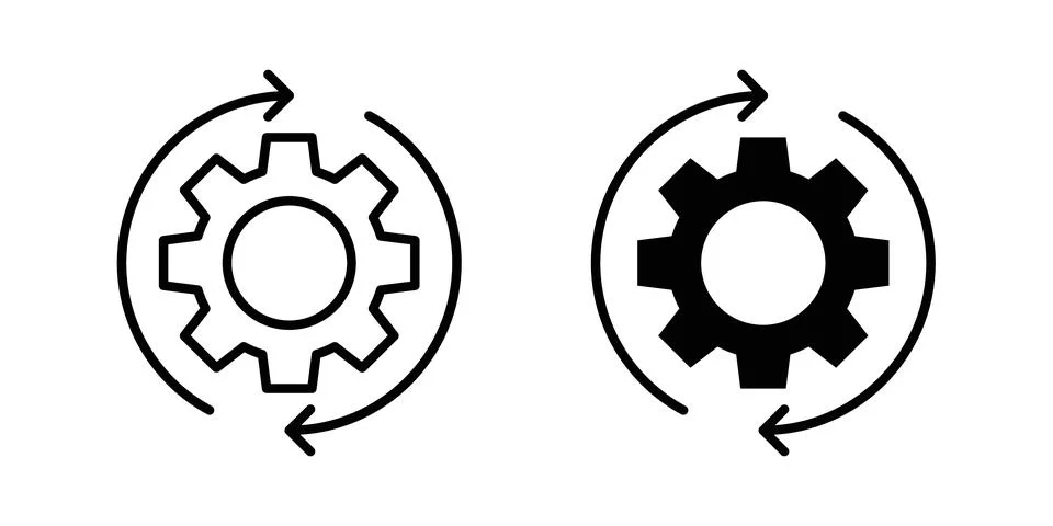 Continuous changes icon solid, line, and editable vector set. Stock Illustration