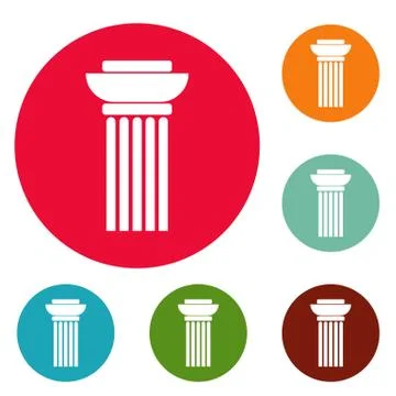 Continuous column icons circle set Stock Illustration