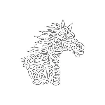 Continuous curve one line drawing of beautiful horse curve abstract art. Stock Illustration