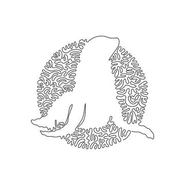 Continuous curve one line drawing of unique sea lion abstract art in circle. Stock Illustration