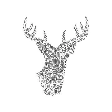 Continuous curve one line drawing of beautiful antlers deer Stock Illustration