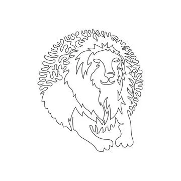 Continuous curve one line drawing. Lions have strong bodies Stock Illustration