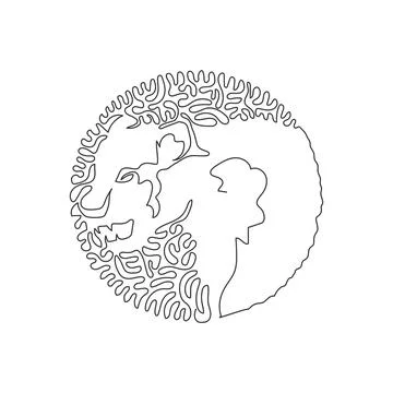 Continuous curve one line drawing of gruesome panther abstract art Stock Illustration