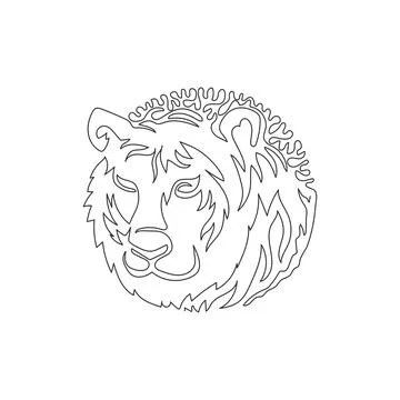 Continuous curve one line drawing. Gruesome tiger. Abstract art in circle Illustrazione stock