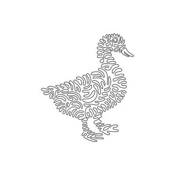 Continuous curve one line drawing. Ducks are short-necked abstract art Illustrazione stock