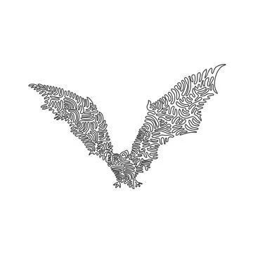 Continuous curve one line drawing of agile flying bat Stock Illustration