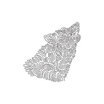 Continuous curve one line drawing. Wolves whose sharp teeth, pointed muzzle 스톡 일러스트