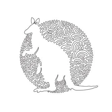 Continuous curve one line drawing of standing kangaroo abstract art in circle Illustrazione stock