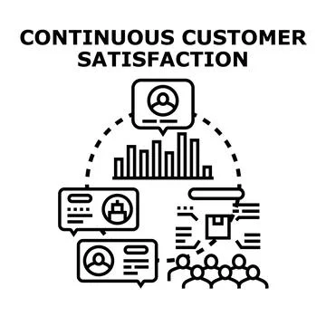 Continuous customer satisfaction strategy improving client experiences Stock Illustration