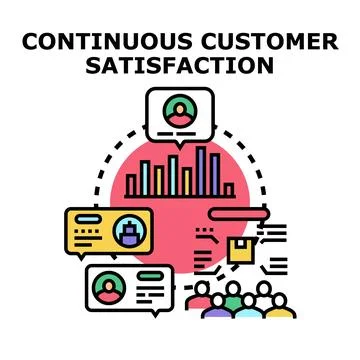 Continuous customer satisfaction strategy improving client experiences Stock Illustration