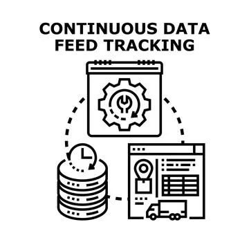 Continuous data feed tracking and data stream monitoring Stock Illustration