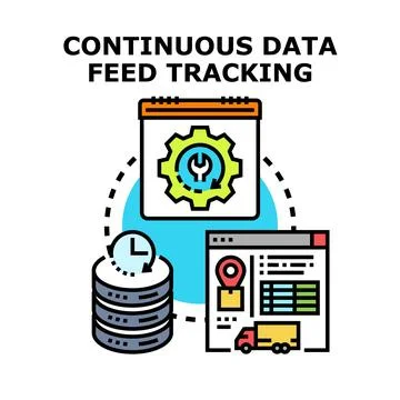 Continuous data feed tracking and data stream monitoring Ilustración de archivo