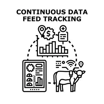 Continuous data feed tracking for smart farming Stock Illustration