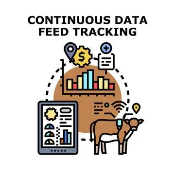 Continuous data feed tracking for smart farming Stock Illustration