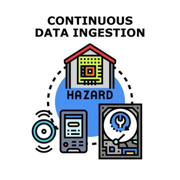 Continuous data ingestion hazard and data flow concept Illustrazione stock