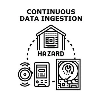 Continuous data ingestion hazard and data flow concept Stock Illustration
