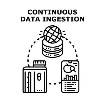 Continuous data ingestion process illustrating modern digital technologies Stock Illustration