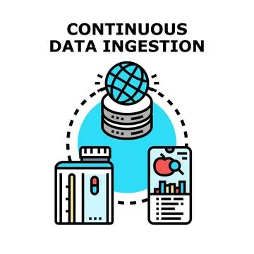 Continuous data ingestion process illustrating modern digital technologies Stock Illustration