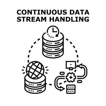 Continuous data stream handling and processing operations Stock Illustration