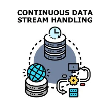Continuous data stream handling and processing operations Stock Illustration