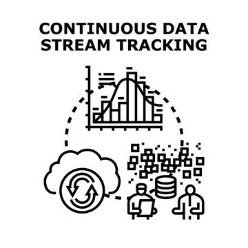 Continuous data stream tracking, analyzing information flow Stock Illustration