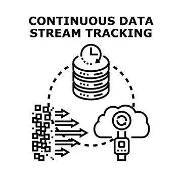 Continuous data stream tracking and processing concept Stock Illustration