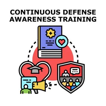 Continuous defense awareness training for cybersecurity education Stock Illustration