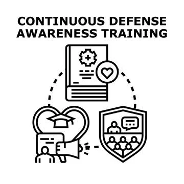 Continuous defense awareness training for cybersecurity education Stock Illustration
