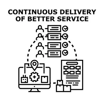 Continuous delivery development workflow for better service Illustrazione stock
