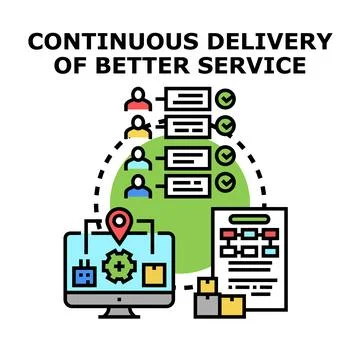 Continuous delivery development workflow for better service Illustrazione stock
