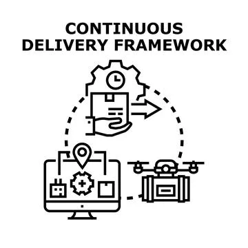 Continuous delivery framework for digital logistics and supply chain Stock Illustration