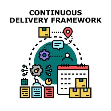 Continuous delivery framework process for software development Illustrazione stock