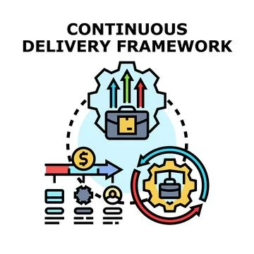 Continuous delivery framework providing business value concept Stock Illustration