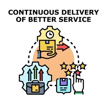 Continuous delivery improving service quality and customer satisfaction Stock Illustration
