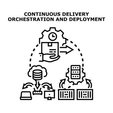 Continuous delivery orchestration and deployment process Illustrazione stock