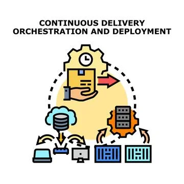 Continuous delivery orchestration and deployment process Stockillustratie