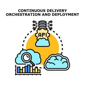 Continuous delivery orchestration and deployment software concept Stock Illustration
