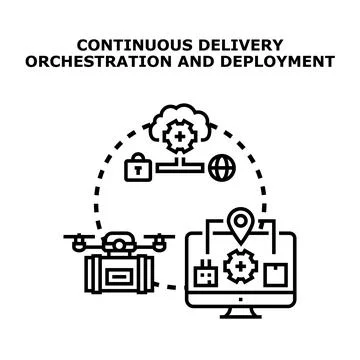 Continuous delivery orchestration and software deployment concept Stock Illustration