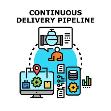 Continuous delivery pipeline automating software development process 스톡 일러스트