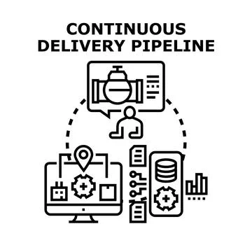 Continuous delivery pipeline automating software development process Stock Illustration