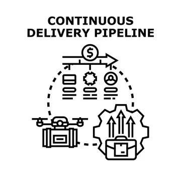 Continuous delivery pipeline process and automated software development Stock Illustration