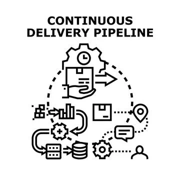 Continuous delivery pipeline process for software development イラスト素材
