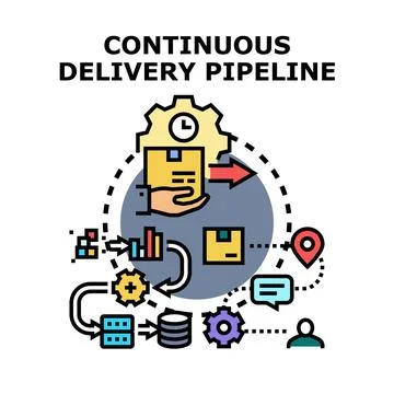 Continuous delivery pipeline process for software development Stock Illustration