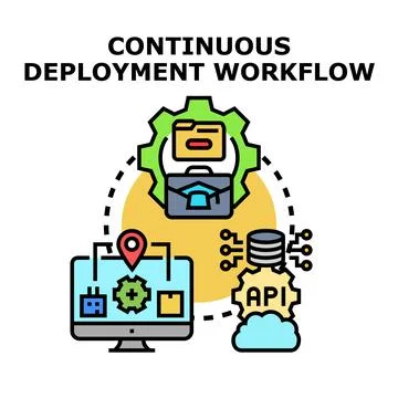 Continuous deployment workflow automation developing software projects Illustrazione stock