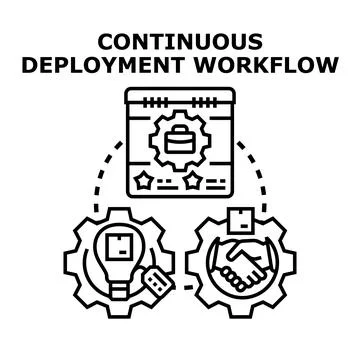 Continuous deployment workflow software development business process Stock Illustration