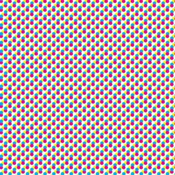 Continuous design with dots of different colors. Illustrazione stock